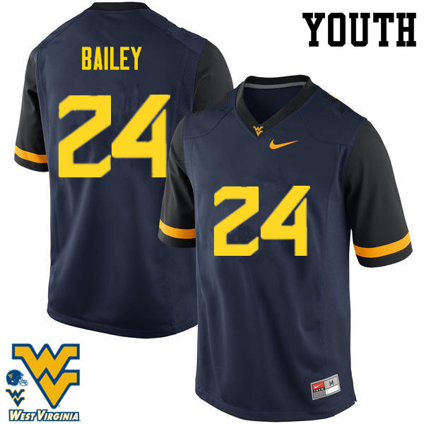 NCAA Youth Hakeem Bailey West Virginia Mountaineers Navy #24 Nike Stitched Football College Authentic Jersey JQ23Y33BA